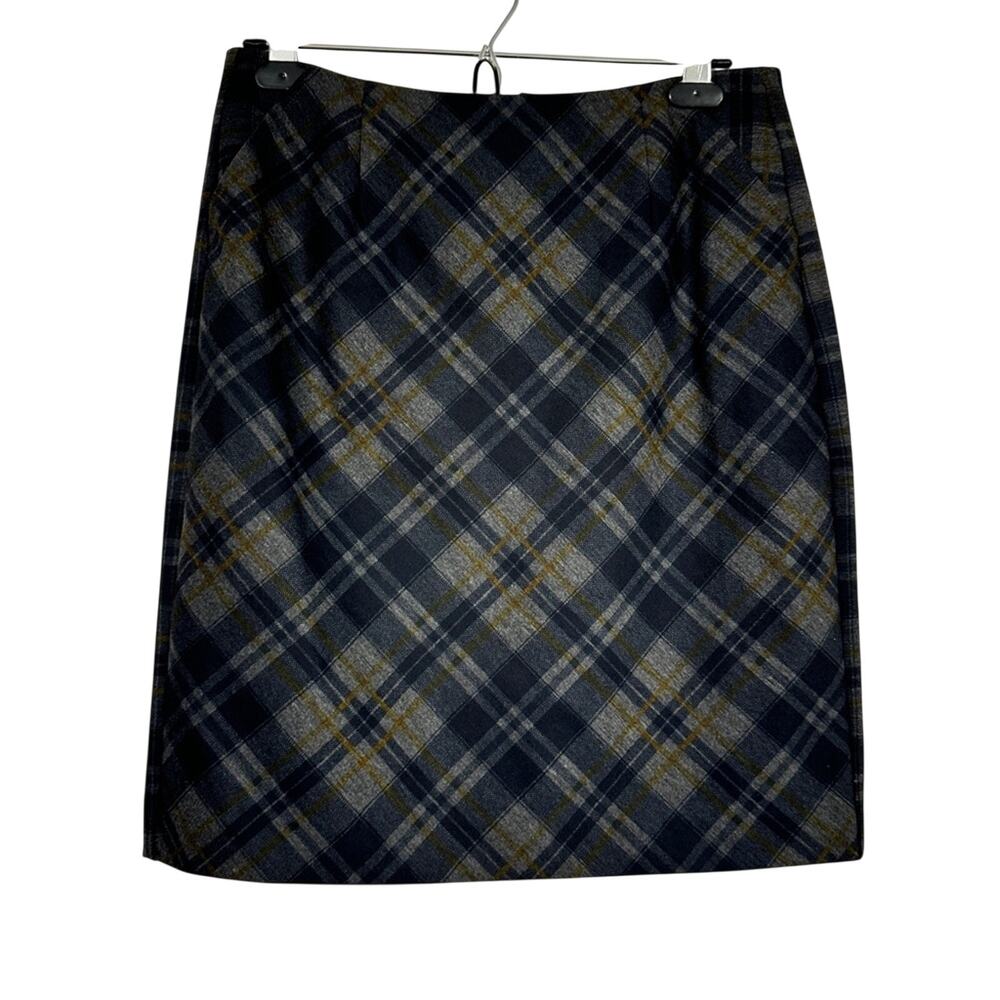 Cabi Blue Green Plaid Mini Pencil Skirt Womens 6 Preppy Academia School Girl